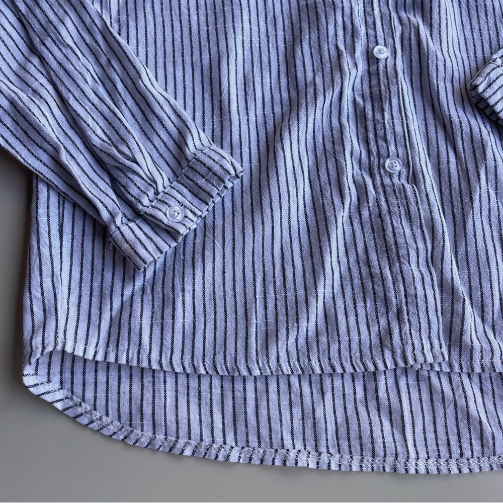 Jiwa White and Black Stripes with Mickey Mouse & Pluto Button Up Shirt US S - Picture 4 of 7